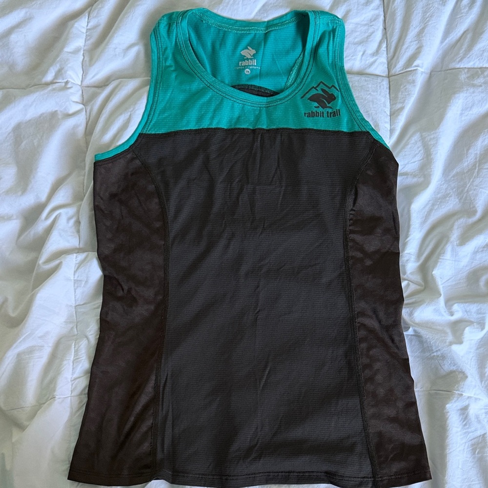 Rabbit Women's Teal and Dark Brown Trail Tank